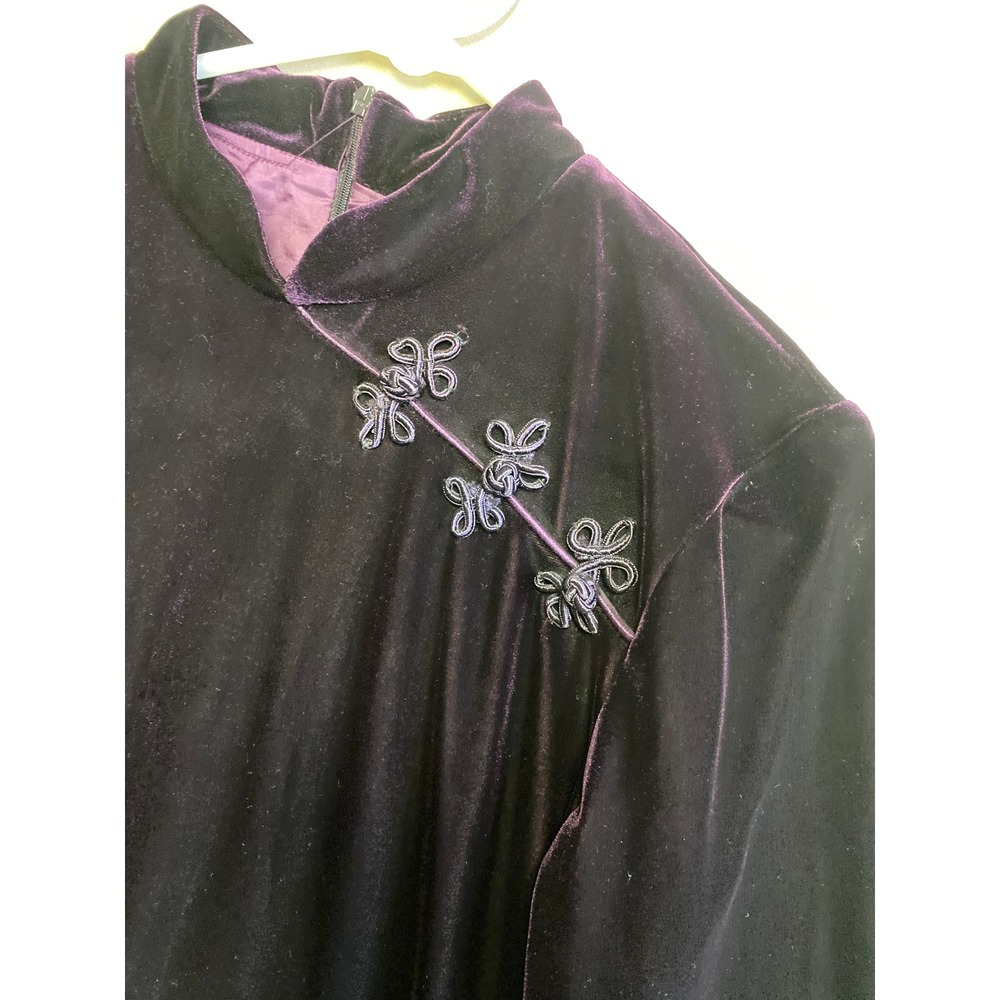 KC Spencer New York Vintage Purple Velvet Mandarin Collar Maxi Dress 12P 100093 - Picture 6 of 8